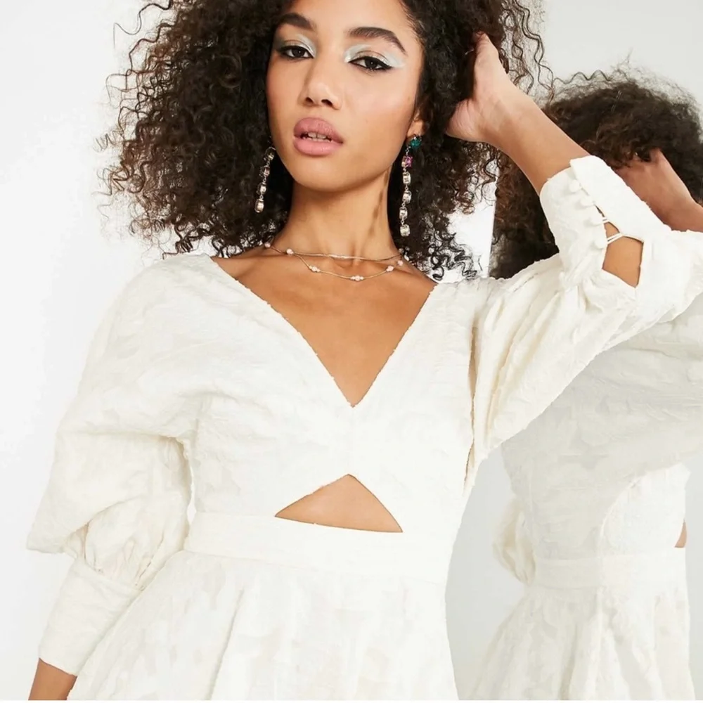 NWT ASOS Edition floral organza midi dress with blouson sleeve - Picture 4 of 7